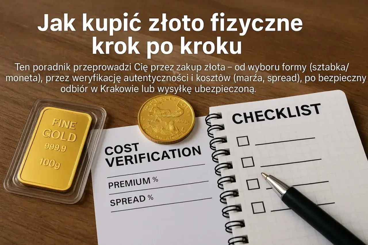 Sztabka złota i moneta obok dokumentu 
