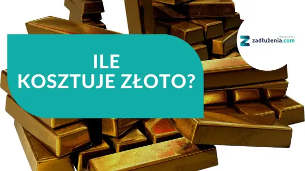 Stos złota, pytanie: ile kosztuje gram złota w wyrobie? Logo zadłużenia.com.